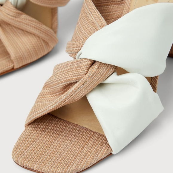 Schutz Wendy Pearl and Beige Leather Color Block High Heel Sandals - Picture 11 of 11